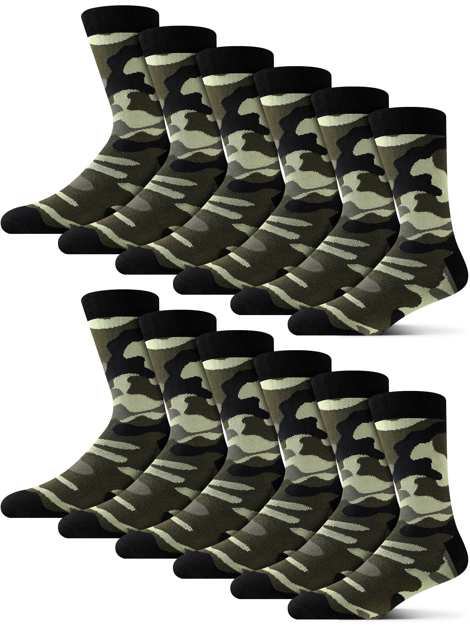 Photo 1 of ** USED ** Croloose 12 Pairs Camo Socks for Men Novelty Army Casual Crew Socks Military Gift Veteran Day Christmas Camo Lover Gifts(Classic)