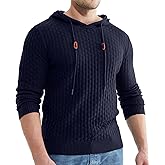 Askdeer Men's Pullover Sweater Long Sleeve Waffle Knitted Sweater Casual Soft Hoodie Pullover Sweaterwith Ribbing Edge Navy Blue