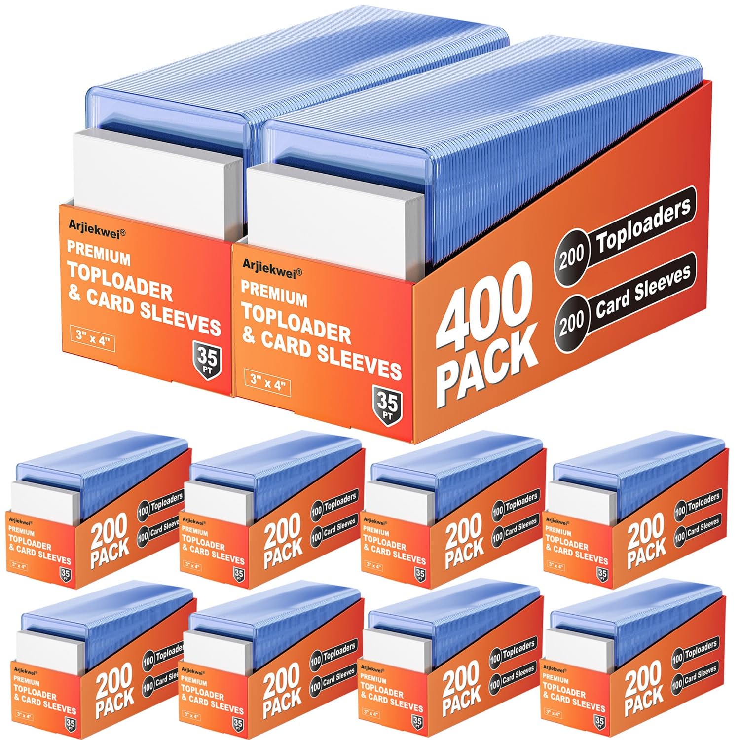 2000 Card Sleeves Top Loaders for Cards, Arjiekwei 3