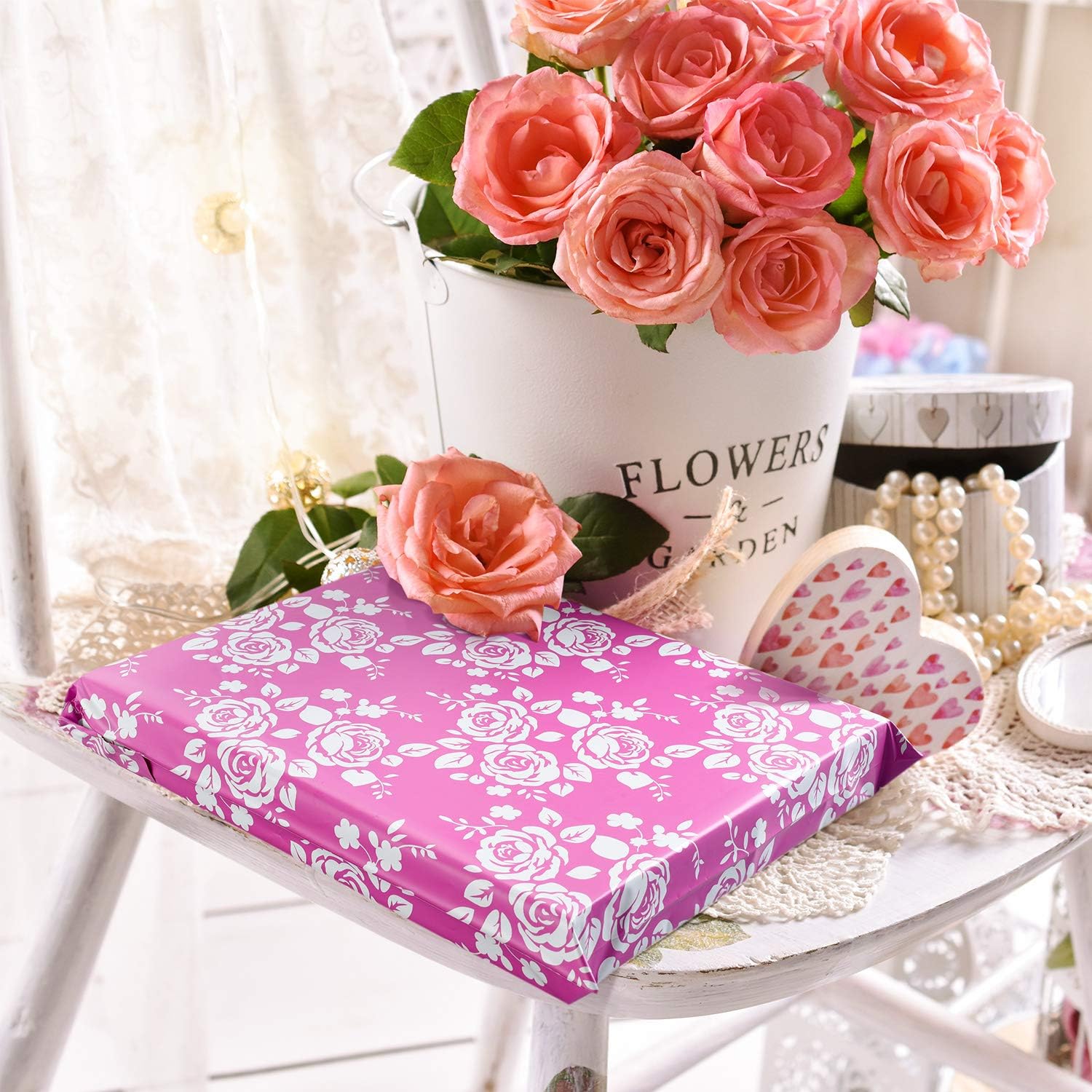 Metronic 10X13 Rose Floral Pattern 100 Pack Poly Mailers Envelope Plastic Custom Mailing & Shipping Bags - Self Seal in Pink : Office Products