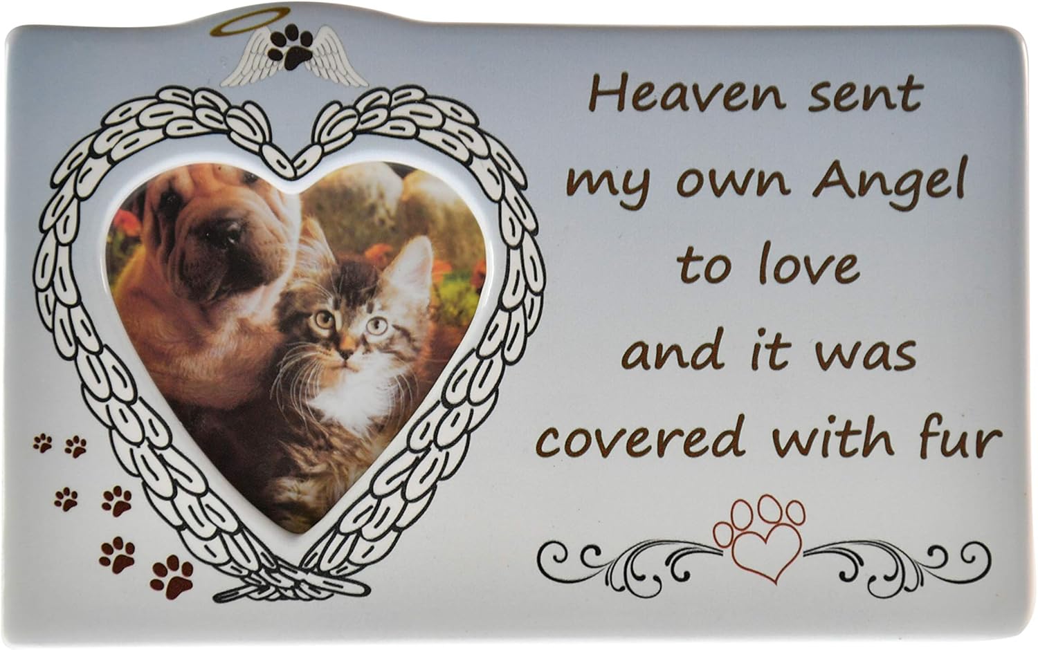 Home-X Pet Memorial Heart Picture Frame, Home and Office Decor for Cat and Dog Lovers