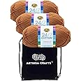 Lion Brand 24/7 Cotton Camel 761-124 (3-Skeins - Same Dye Lot) Worsted Medium #4 Cotton Yarn for Crocheting and Knitting with Project Bag