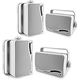 STUDIOFINIX 3.5" Outdoor Bluetooth Speakers Wired Waterproof, 400W 3 Way Upgrade Premium Wall Mount Speakers, Durable Mountable Loud Sound System for Patio Indoor Deck Garage (White 2 Pairs)