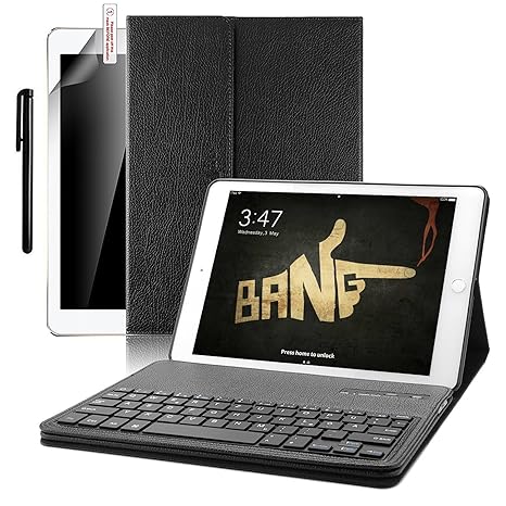 Ipad mini 1 mini 2 mini 3 Bluetooth Tastatur Hülle, Boriyuan Kunstleder Hülle mit abnehmbare Wireless Bluetooth Tastatur(QWER