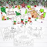 TREACLUB 36PCS Christmas Color Your Own Postcards, 6 Styles Coloring Merry Christmas Greeting Cards 4" x 6" Xmas DIY Coloring Thank You Note Cards Holiday Activity for Kids Students