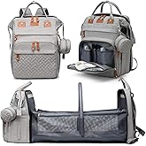 JKJRJJ Diaper Bag Backpack with Changing Station, Large Diaper Bag For Boys And Girls, Multifunctional Waterproof Travel Diaper Backpack, Baby Bag with USB Charging Port for Moms Dads, grey