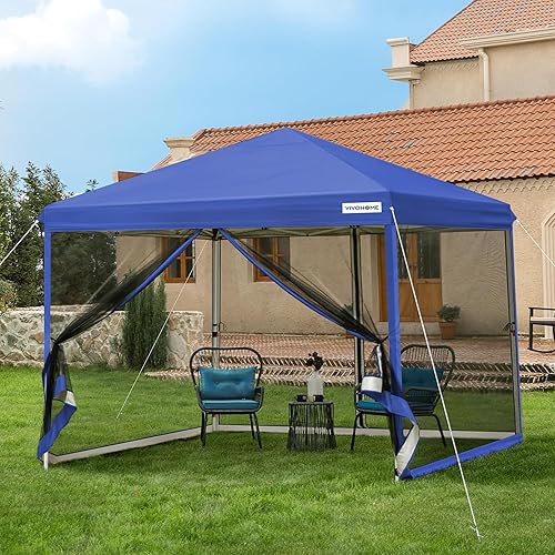 VIVOHOME Gazebo 3x3m Canopy Waterproof Outdoor Tent with Mosquito Netting Portable Roller Bag Easy Pop-Up for Yard Camping Picnic Party Events