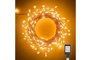Minetom Fairy Lights Plug in, 10Feet 200 Led Cluster Lights Waterproof Starry String Lights for Ceiling Bedroom Wreath Window Wedding Christmas Tree Decoration, Warm White