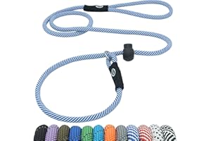 Hiado Slip Lead Dog Leash with Stopper Loop Rope Training No Pull for Small Medium Large Dogs 6ft Blue White