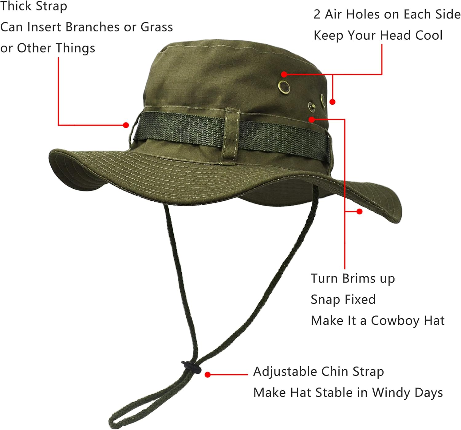 UltraKey Boonie Hat, Outdoor Wide Brim Sun Protect Hat - Image 4