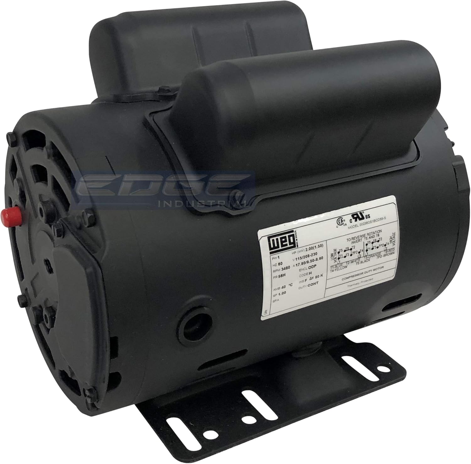 New WEG 2HP Electric Motor Fan Pump Compressor General purpose 56 frame 3495 RPM 1 phase 115/208-240VAC - - 
