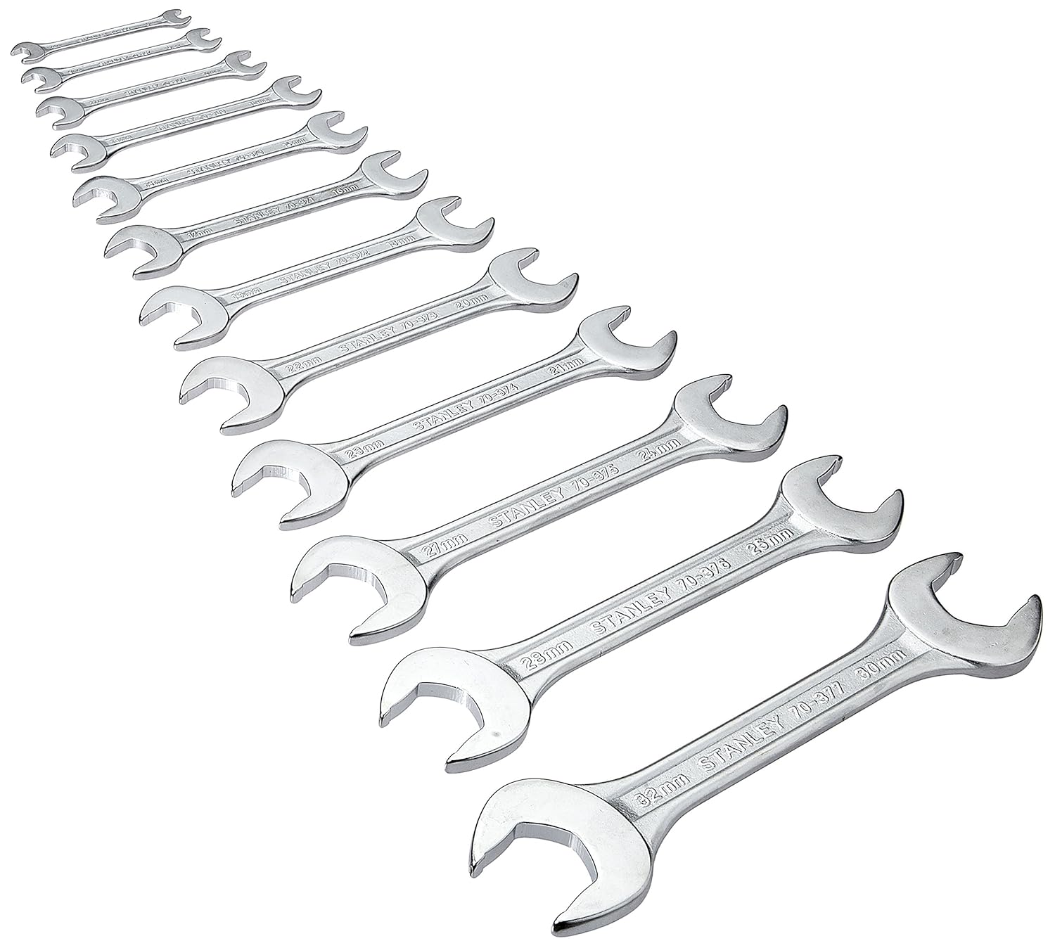 Stanley 70380E Double Open End Spanner Set (Matte Finish, 12Pieces