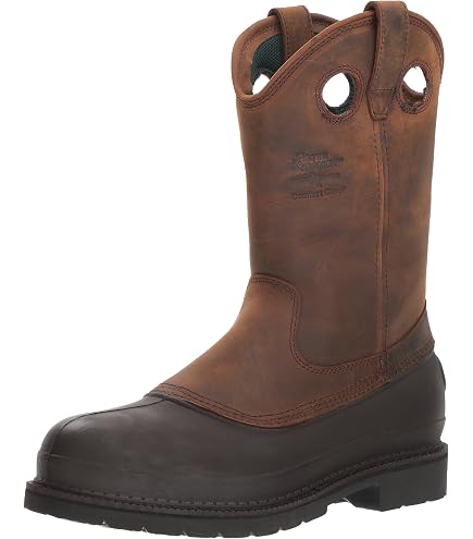 Botas De Trabajo Georgia Boot Impermeables - Cuero Grano Completo, Suela Resistente A Aceite, Altura 20 Cm, Marrón Chocolate