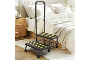 [2025 Upgrade] 2 Step Stool with Handle for Elderly with Sensor Night Light,Medical Heavy Duty Step Stool with Adjustable Han