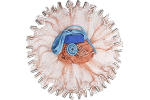 Neween Cast Net, American Saltwater Cast Nets for Fishing, 3ft-10ft Radius Casting Net for Bait Fish, 3/8 Inch Professional Grade Monofilament Throw Nets for Fishing Bait with Heavy Duty Sinker