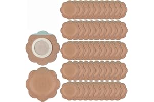 JAYRUIMICE 50 Pcs Disposable Castor Oil Patches,Spunlace Absorbent Wrap Organic Cotton,Highly Absorbent,Leak-Proof,Self-Adhesive,No Wash,Breathable,Portable(Oil Not Included)(Flower Shape,Skin Color)