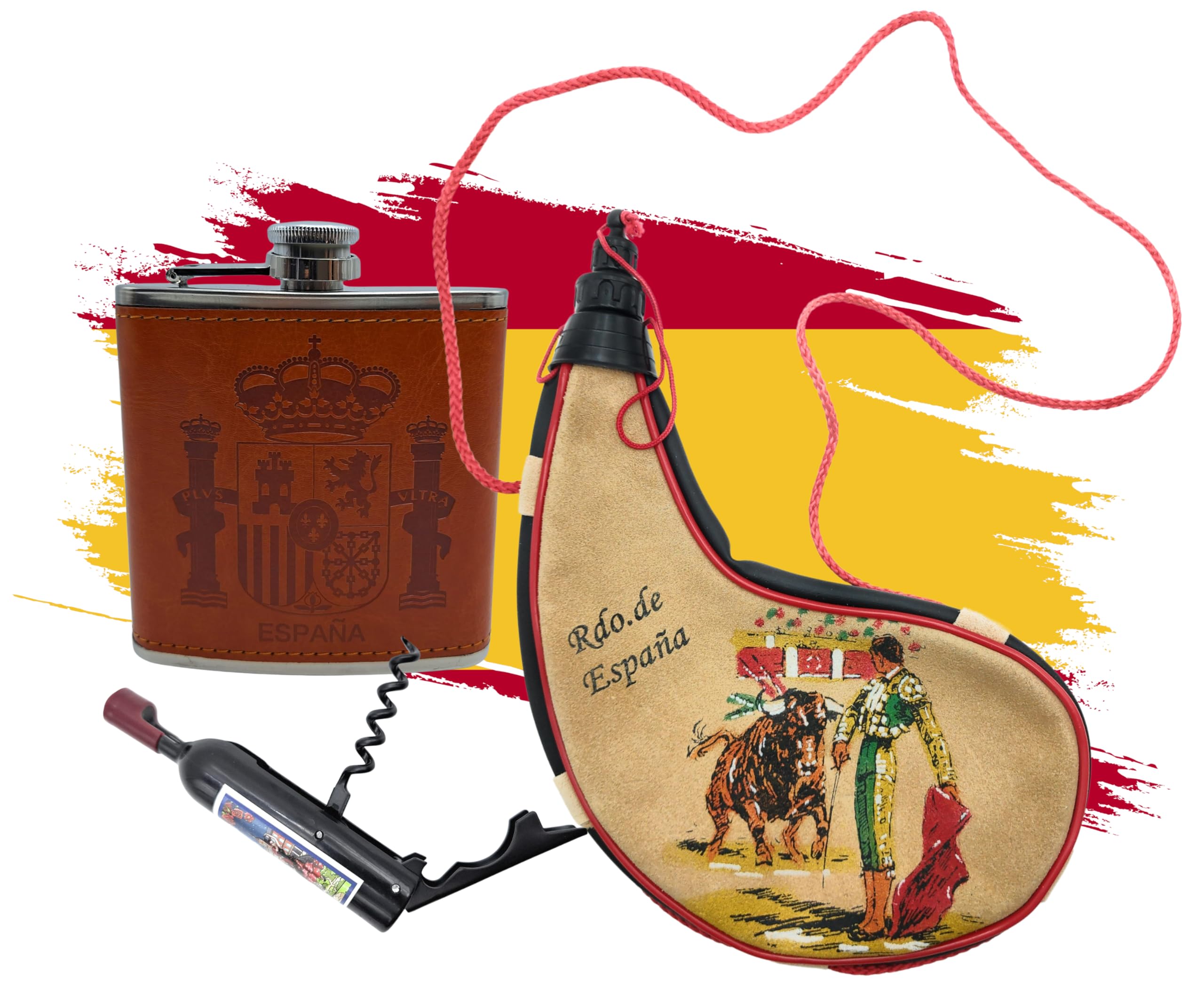 1.5 Litre Wine Boot, Stainless Steel Hip Flask & Magnet with Bottle Opener & Corkscrew (2 in 1) (Wine Boot 1.5, Madrid Bottle Opener & Flask)