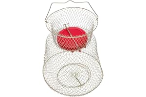 Healvian Iron Wire Fish Protective Cage with Floating Buoy 35cm Diameter Fishing Basket Mesh Net for Catching