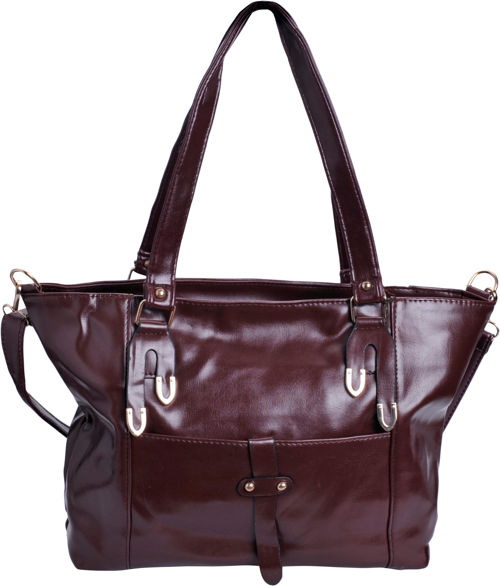 Luciano Caruso Designer Tote Bag, Front Snap Closure Compartment, plus Secure Zippered Inside/Outside Pockets. Detachable Shoulder Strap.