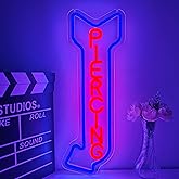 Piercing Neon Sign for Wall Decor Dimmable Piercing Led Signs Body Ear Piercing Neon Light Tattoo Studio Light Up Sign for Business Door Store Wall Art Tattoo Accessaries Barber Open Shop Logo