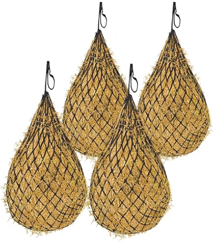 WEEKSUN Lot de 2 filets à foin à alimentation lente pour chevaux avec grande capacité - Sac d'alimentation facile à accrocher - Pour mangeoire à chevaux, alimentation d'une journée complète - 80
