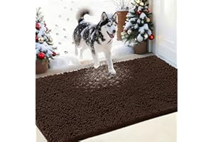 IM HOME Chenille Absorbent Outdoor Doormat 36" x 24", Washable Muddy Door Mats for Dog Non Slip Indoor Doormat Dog Mat for Muddy Paw Front Inside Doormats for Entryway Brown