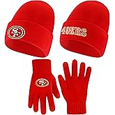 Ultra Game Adults NFL Official 2 Pack Super Soft Winter Beanie Knit Hats with Warm Touch Screen Gloves