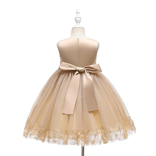 Weileenice Rose Gold Flower Girls Dress Wedding Applique Glitter