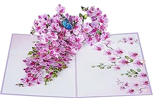 PQ Bees Orchid Mothers Day Cards, 3D Birthday Cards for Women, 6x8in Pop Up Gift Card for Mom, Wife, Her, Daughter, Sister, Grandma (Orchid Blossom 6x8).