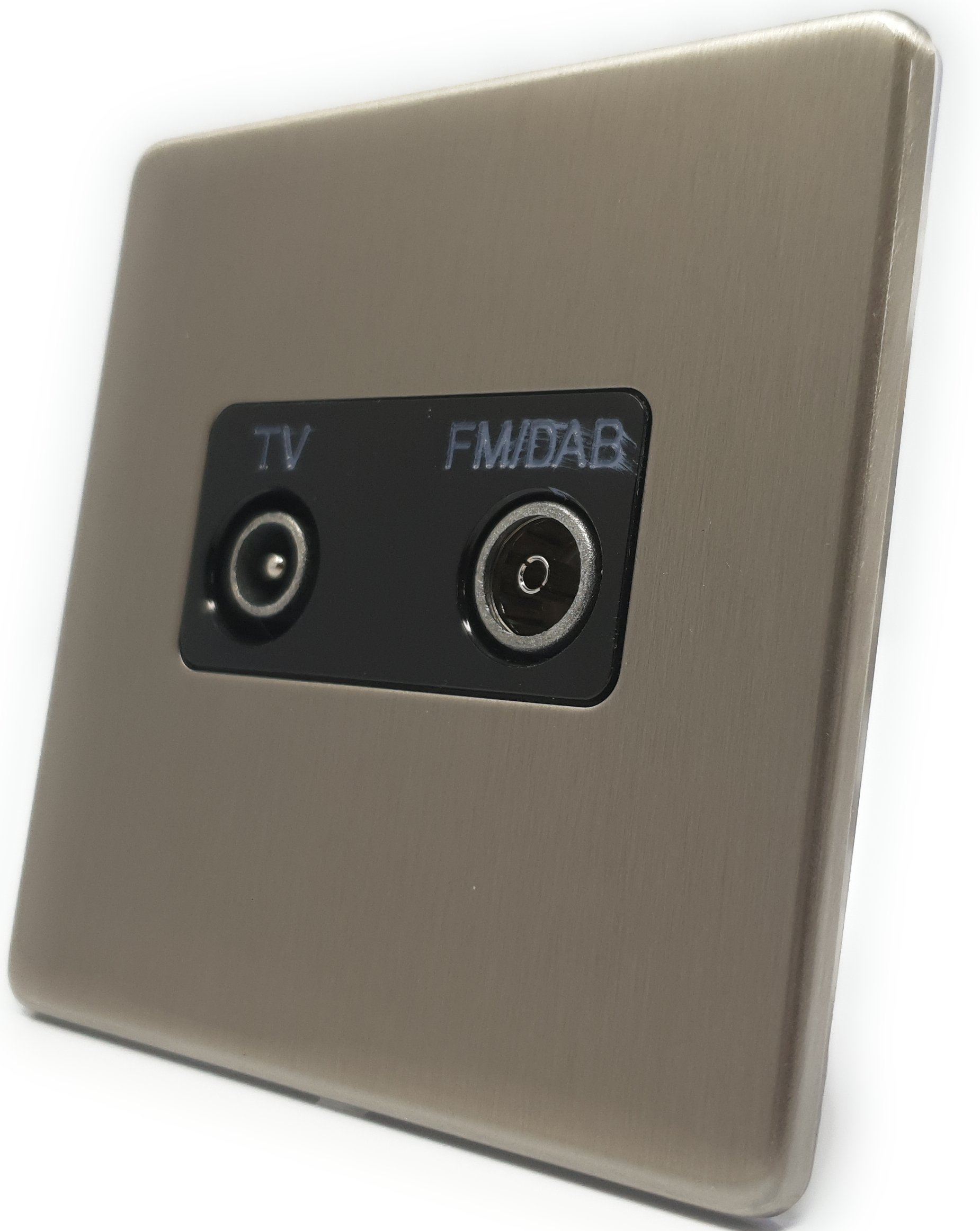 Deta Screwless TV-FM DAB Diplexer Socket Satin Chrome Finish with Black Insert