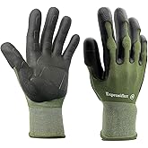 Exprosiflux Durable Gardening Gloves with Superior Grip & Breathable Fit for Women & Men - TPE Coated for Yard Work, Planting, Landscaping & General DIY (Olive Green-2Pairs, Medium)