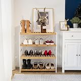 Vencier Bamboo Shoe Rack Natural 4 Tier Easy Assembly Large Capacity view 3
