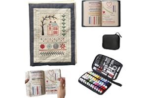 Embroidery Stitch Book Kit, Portable Stitch Guide with Complete Toolkit and Tutorials, 186 Unique Embroidery Stitches for DIY