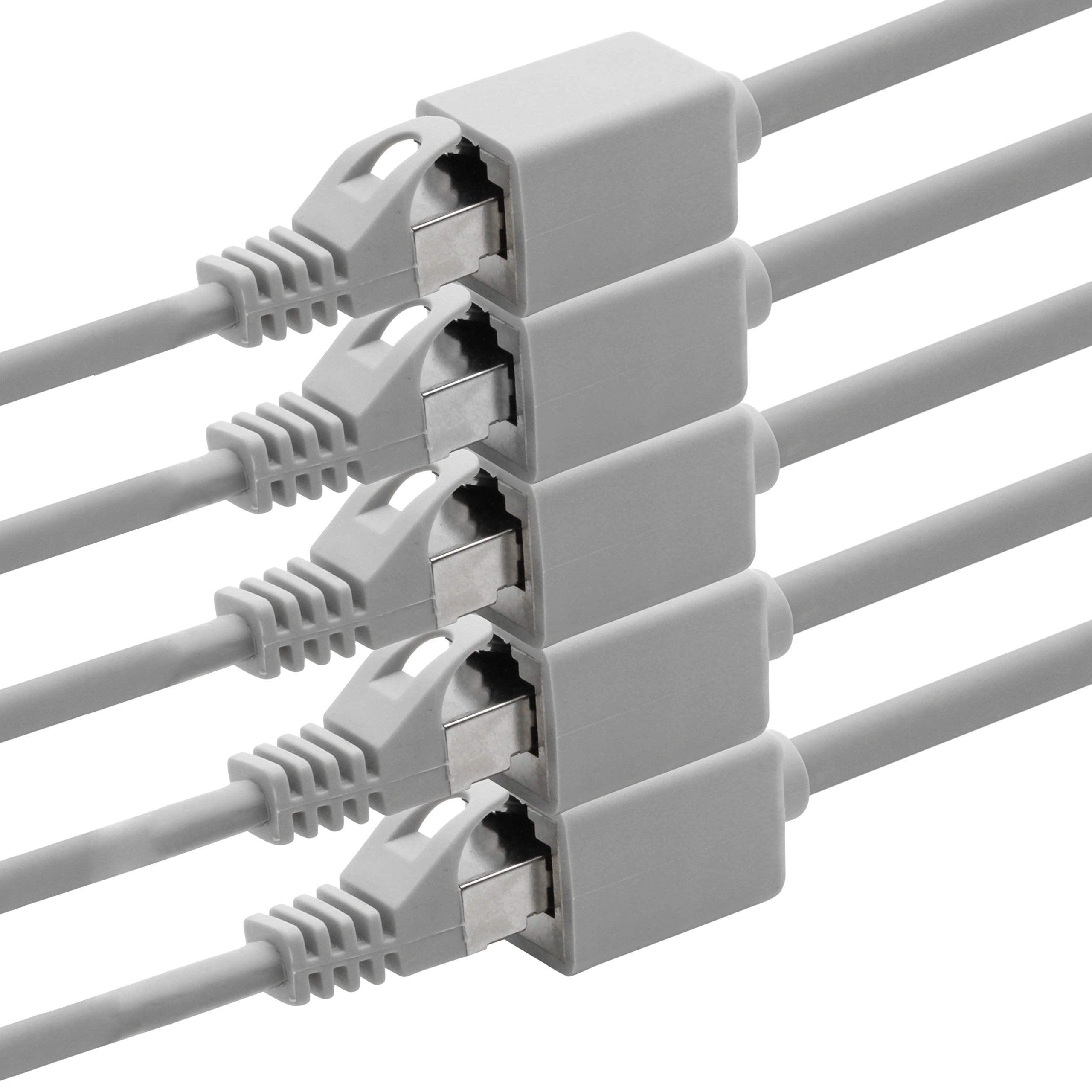 1aTTack.de 618234 CAT7 Cat.7 extension adapter - 0.5m - Ethernet cable Lankabel network cable 10 Gb/s raw cable with (RJ45) Cat6a plug socket 5 pieces - gray