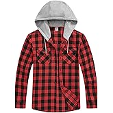 TBMPOY Men's Flannel Hoodie Shirts Plaid Casual Button Down Long Sleeve Lightweight Hooded Button Up Shirt with Pockets