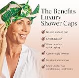 Kitsch Luxury Reusable Waterproof Shower Cap for Women Men Palm Leaves view 2