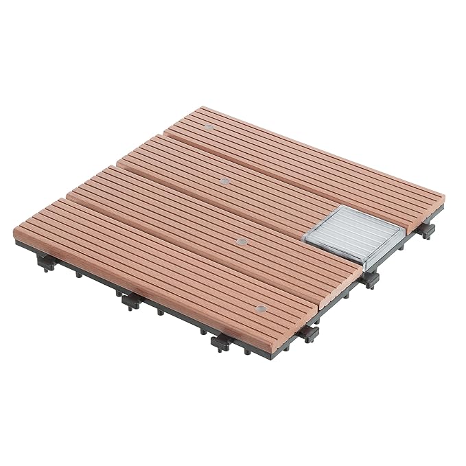 Ultranatura Terrassenfliesen Set aus WPC, weiße LEDs diagonal, 6 Stück im Set, braun