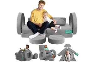 Frolic & Fun 16PCS Kids Play Couch, Modular Kid Sofa for Playroom, Kids Toddler Couch for Building Forts, Foam and Floor Cush