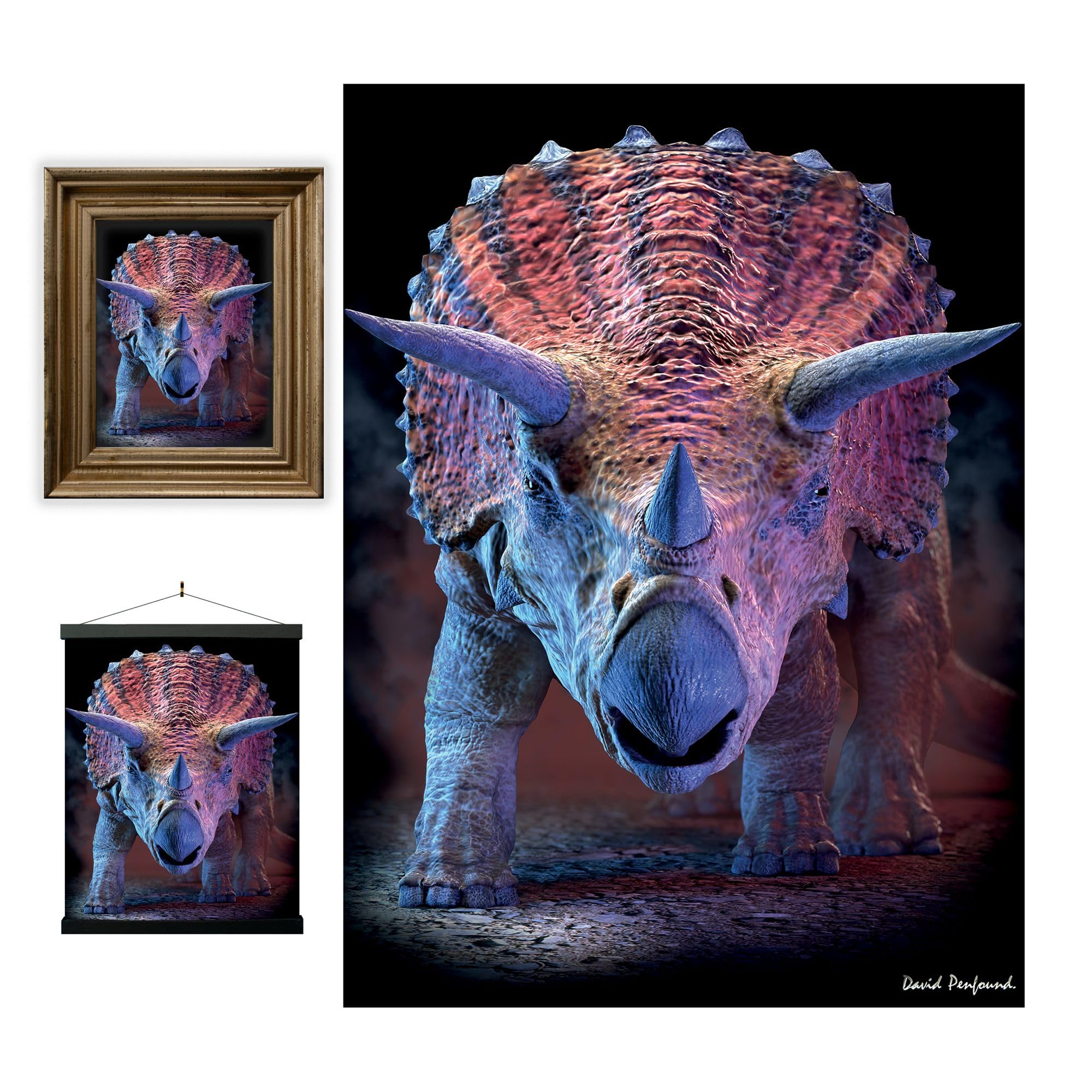 3D LiveLife Lenticular Wall Art Prints - Triceratops from Deluxebase. Unframed 3D Dinosaur Poster. A perfect wall filler. Original artwork licensed from renowned artist, David Penfound