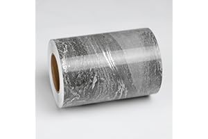 Wallercity Glossy Silver/Black Marble Wallpaper Borders Peel and Stick Wallpaper for Bathroom Kitchen Wall Decor Border Stickers for Mirror Frame Waistline Marble Contact Paper for Floor 3.94''x394''