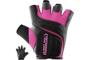 Contraband Pink Label 5137 Women's Padded Weight Lifting and Rowing Gloves w/ Grip-Lock Padding (Pair) - Machine Washable Fingerless Workout Gloves Designed Specifically for Women
