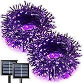 JMEXSUSS 2 Pack Solar String Lights Outdoor Waterproof, Total 66 FT 200 LED Solar Christmas Lights Outdoor, Twinkle Light for Christmas Tree Outside Garden Yard Xmas Decor, Purple