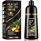 YUOLITA 4 in 1 Black Hair Dye Shampoo for Gray Hair, Semi-Permanent Instant Hair Color Shampoo for Women and Men, Herbal Ingredients Hair Care, 100% Grey Coverage 500ml