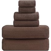 YTYC 29x59 Inch Extra Large Bath Towels Set of 6 Quick Dry Super Soft Microfiber Towels for Bathroom 80% Polyester (Brown,6 Piece)