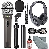 Samson Q2U Handheld Dynamic USB Microphone Recording and Podcasting Kit + Accessory Bundle
