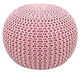 COTTON CRAFT Round Pouf - Hand Knitted Cotton Braid