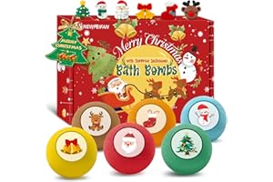NEWFEIFAN Christmas Bath Bombs for Kids -6 Pack Organic Surprise Toys Inside, Gentle Formula Creates Rainbow Bubbles, Perfect Holiday Gifts and Stocking Stuffers for Children Girls Boys