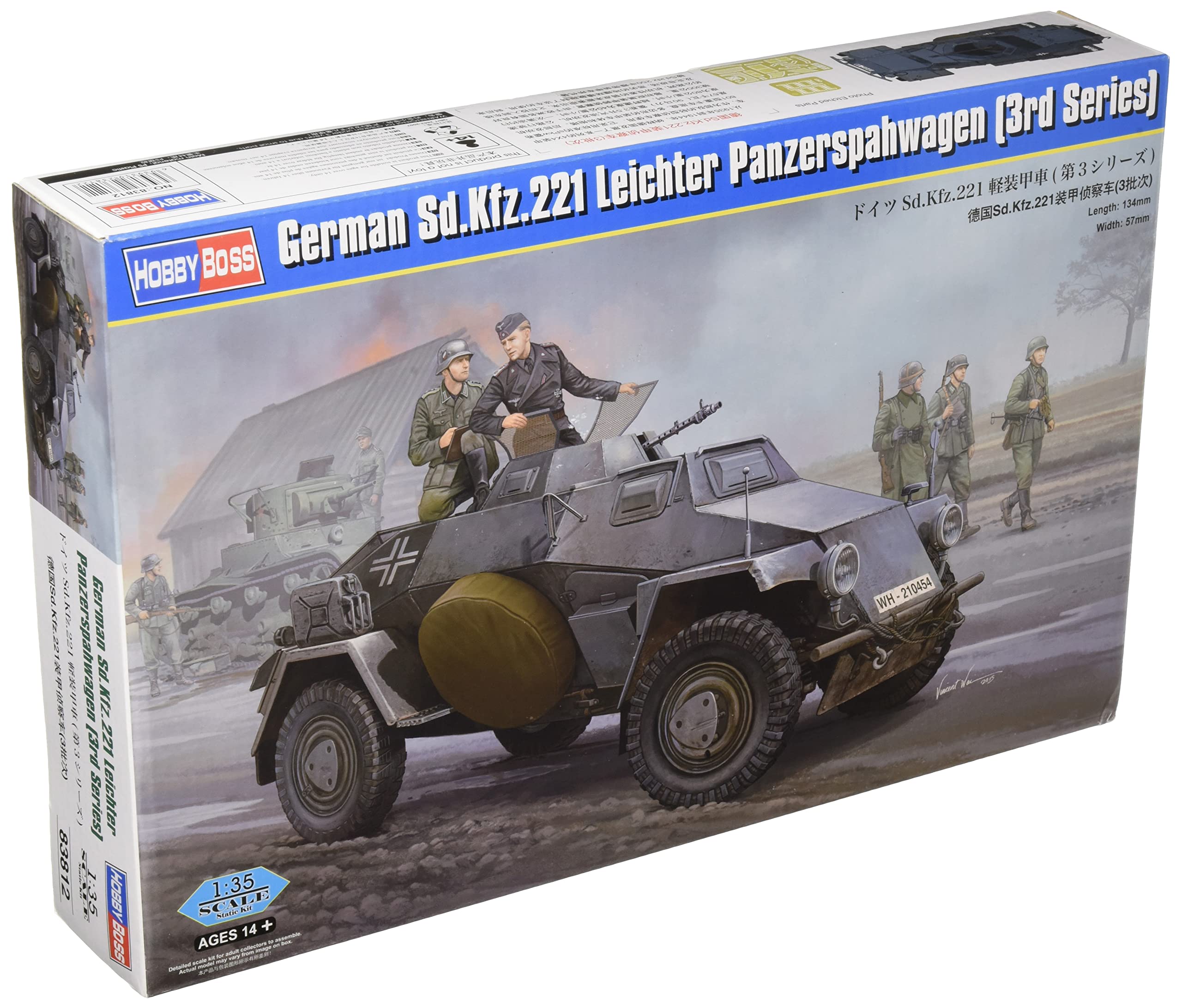 Hobbyboss 1:35 Scale German SdKfz221 Leichter Panzerspahwagen 3rd Series Model Kit (Grey)