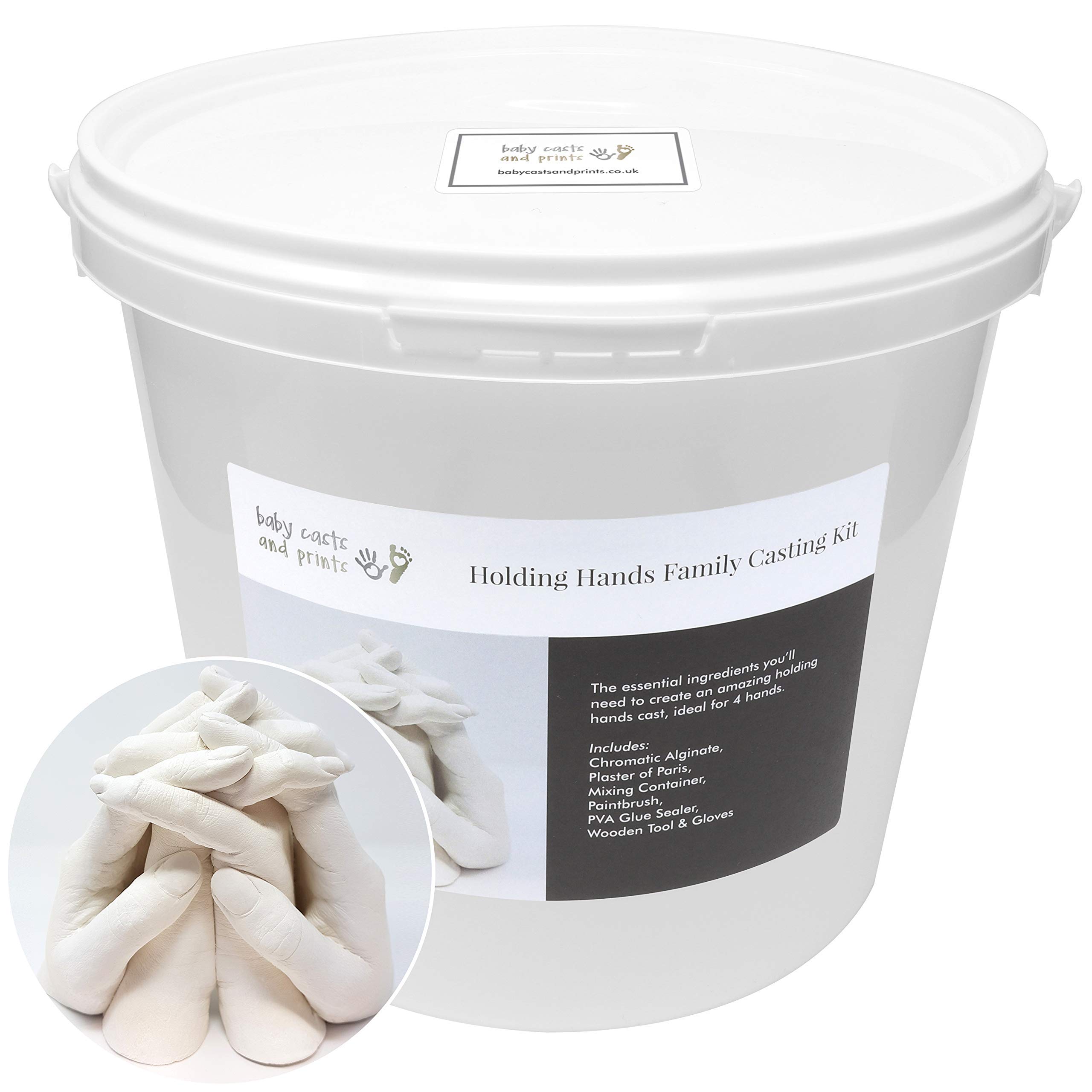 Holding Hands Family 3D Casting Kit Moulding Powder, Plaster, Mixing Bucket, Tools Perfect
