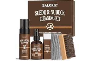 BALORIZ Suede & Nubuck Care Kit, 5-Piece Set with Cleaner, Protector, Suede Brush & Eraser Clean, Microfiber Cloth, Premium Care Kit Protect for Shoes, Boots, Uggs, Furniture, Jackets, Bags and Apparel